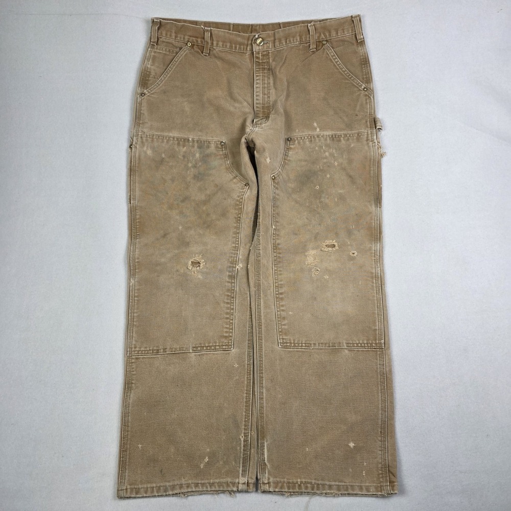 Vtg Carhartt B01 BRN Double Knee Pants Mens 40x30 Thrashed Workwear Distressed